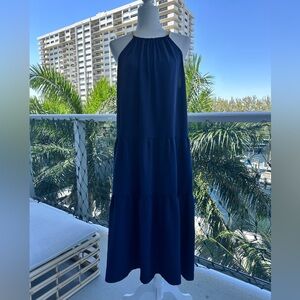 Michael Kors Blue Halter Dress with chain detail